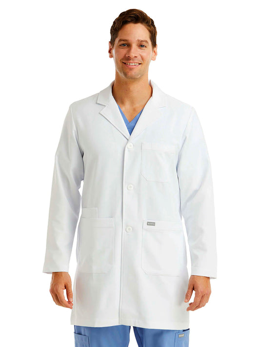 Men's Five-Pocket 35.5" Mid-Length Lab Coat - 5872 - White