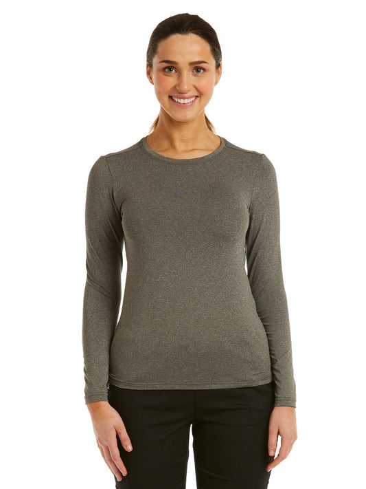 Women's Basic Long Sleeve Underscrub Tee - 6909 - Heather Grey