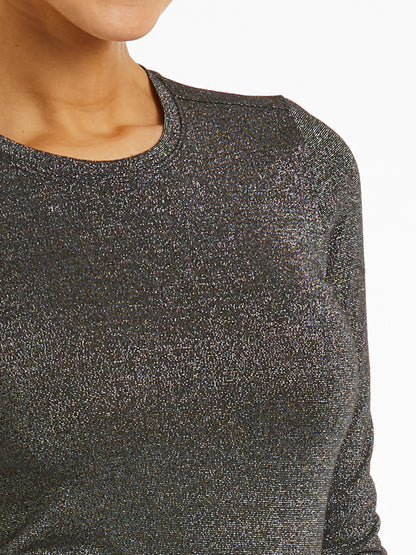 Women's Basic Long Sleeve Underscrub Tee - 6909 - Metallic Silver