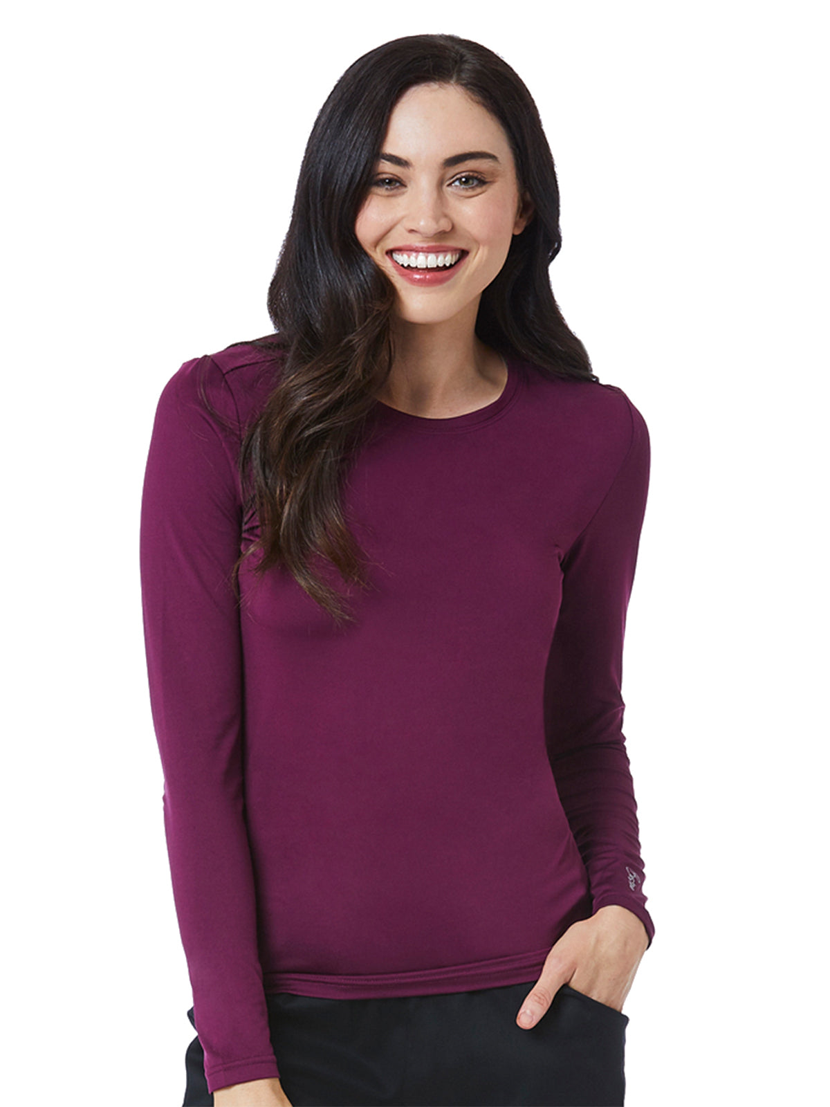 Women's Basic Long Sleeve Underscrub Tee - 6909 - Wine