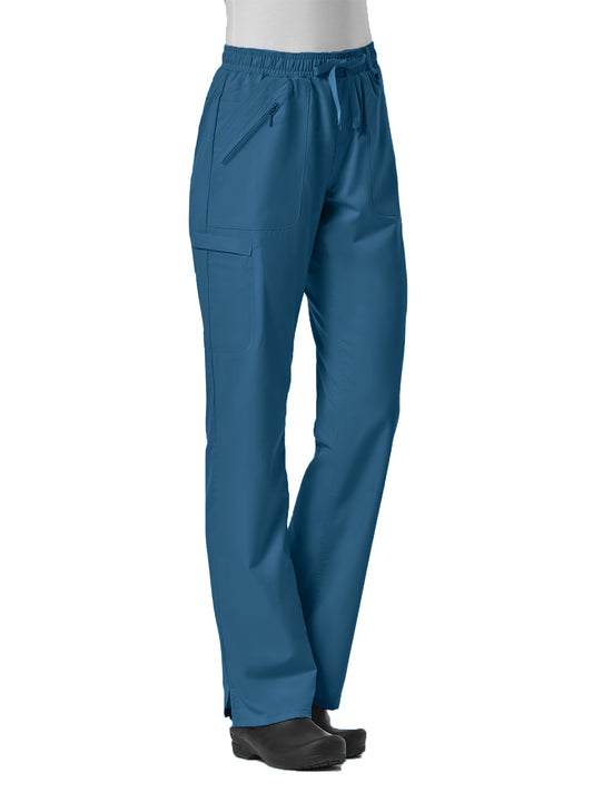 Women's Six-Pocket Full Elastic Pant - 7308 - Caribbean Blue