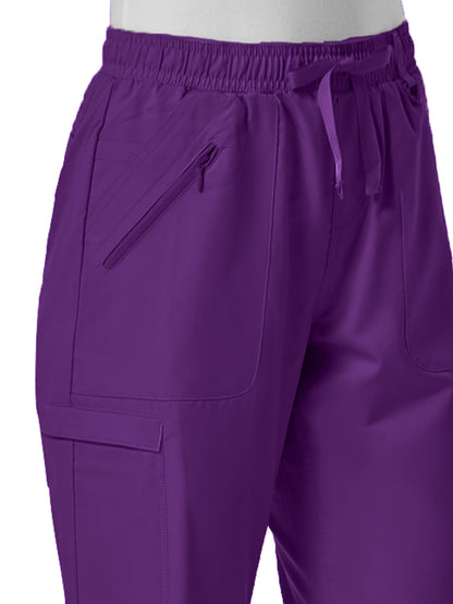 Women's Six-Pocket Full Elastic Pant - 7308 - Eggplant