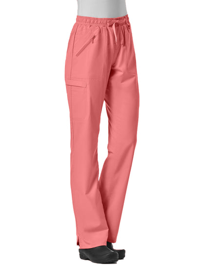 Women's Six-Pocket Full Elastic Pant - 7308 - Strawberry Pink