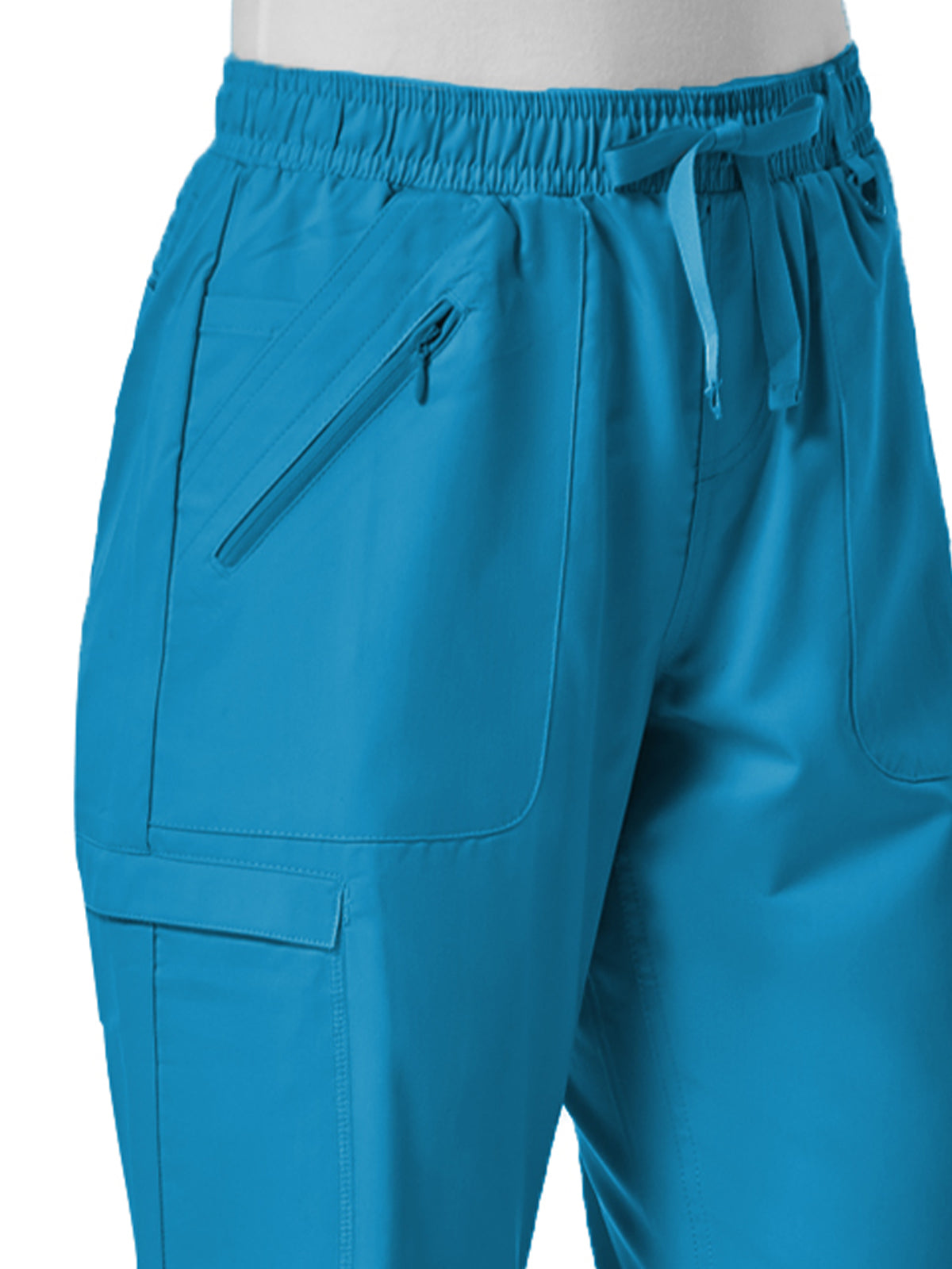 Women's Six-Pocket Full Elastic Pant - 7308 - Teal Blue