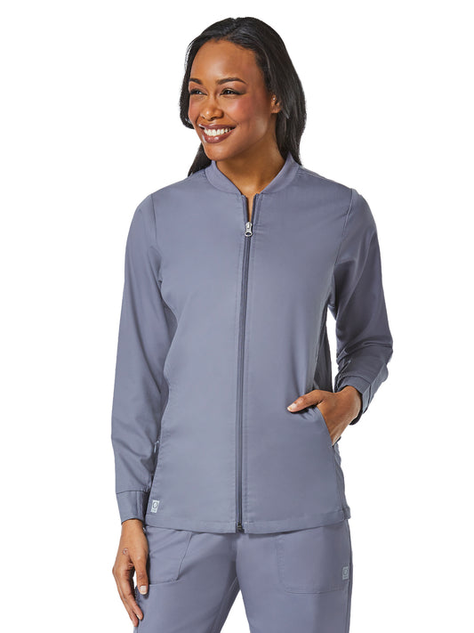 Women's Four-Pocket Sporty Mesh Jacket - 8708 - Pewter