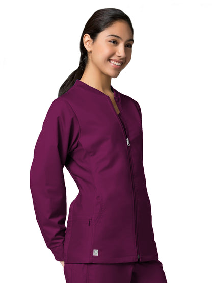 Women's Four-Pocket Sporty Mesh Jacket - 8708 - Wine