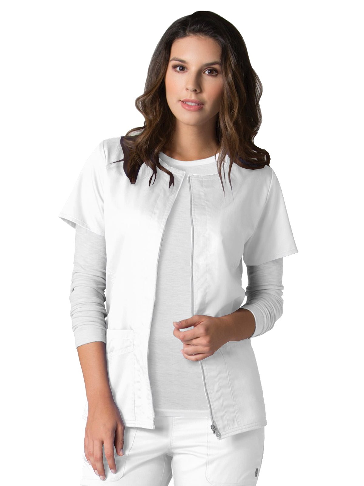 Women's Four-Pocket Back Mesh Jacket - 8728 - White