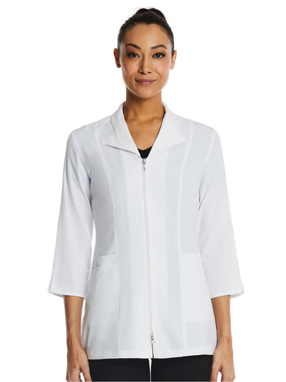 Women's Four-Pocket 3/4 Sleeve Zip Lab Jacket - 8801 - White