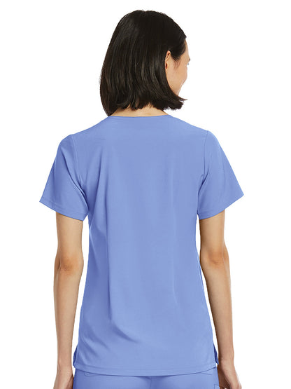 Women's Fitted One-Pocket V-Neck Scrub Top - SJ101 - Ciel Blue