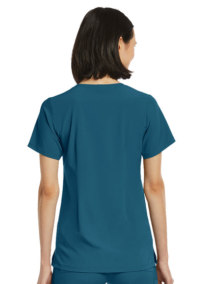 Women's Fitted One-Pocket V-Neck Scrub Top - SJ101 - Caribbean