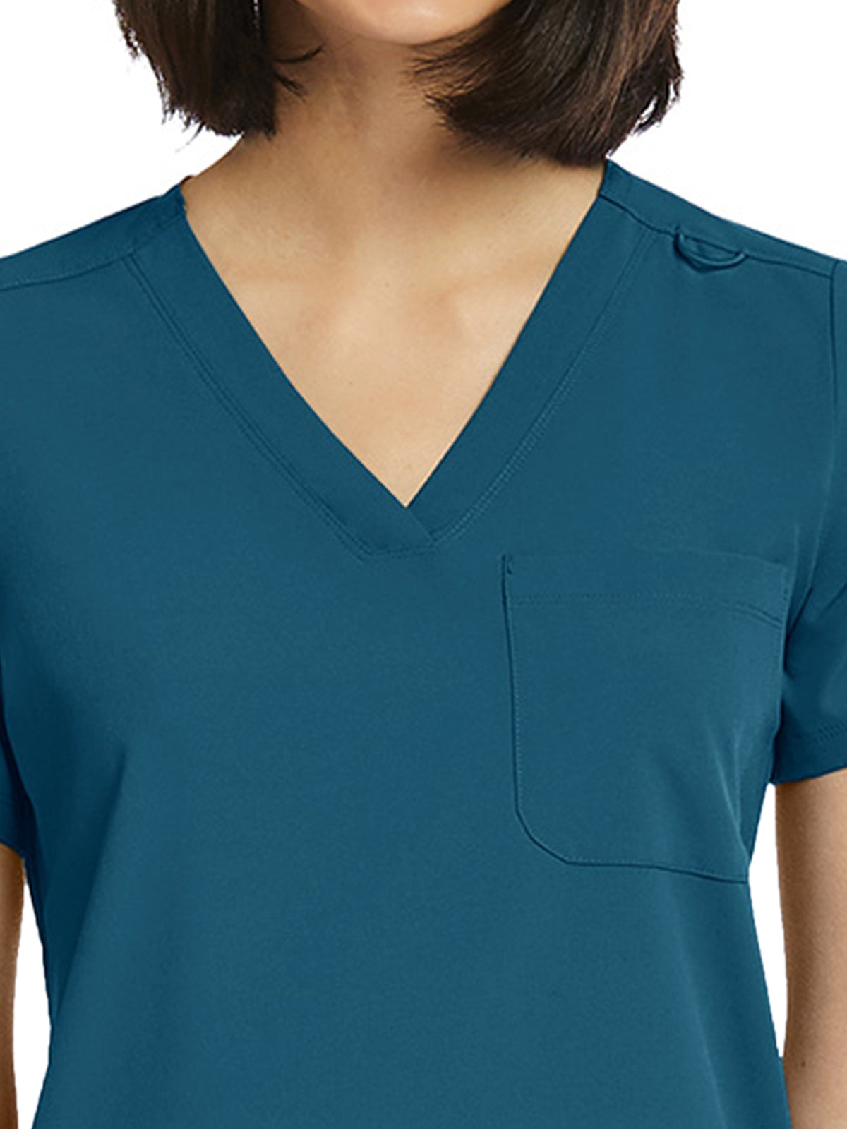 Women's Fitted One-Pocket V-Neck Scrub Top - SJ101 - Caribbean