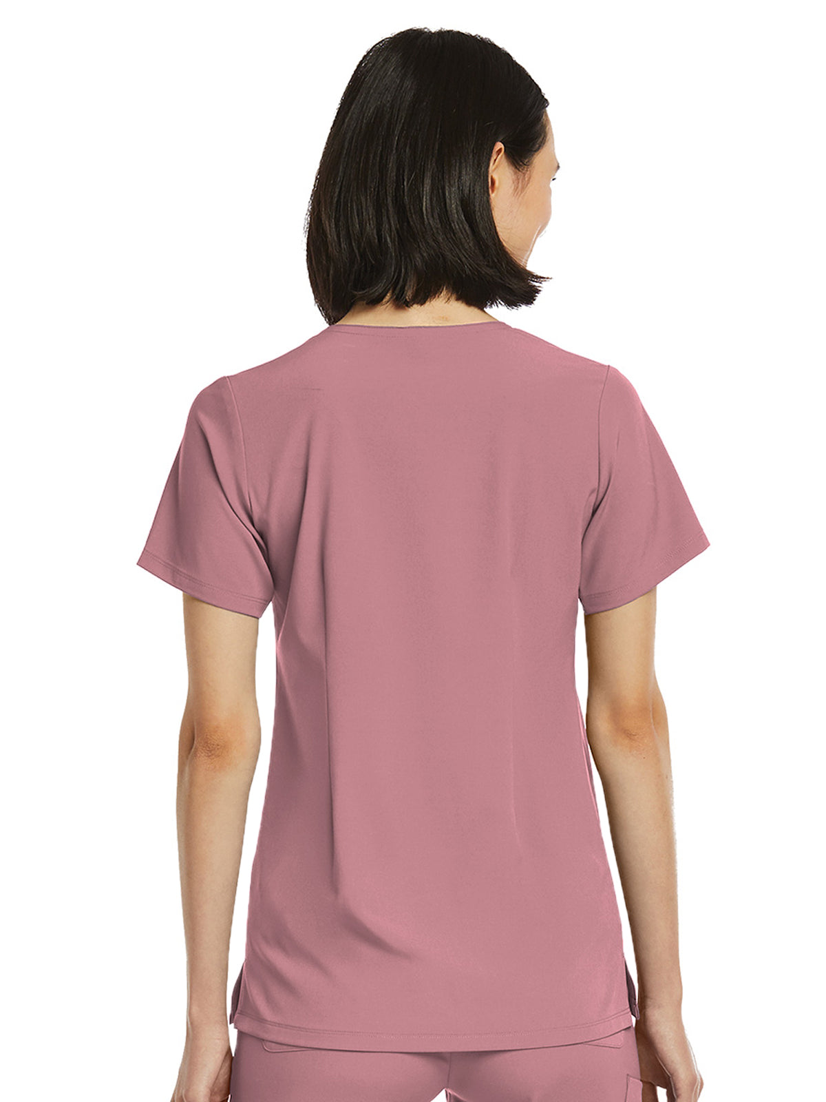 Women's Fitted One-Pocket V-Neck Scrub Top - SJ101 - Dusty Rose