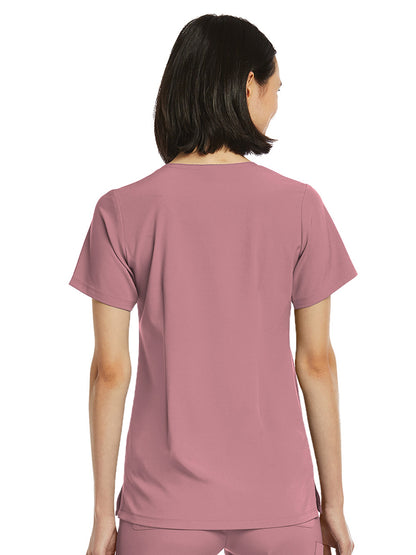 Women's Fitted One-Pocket V-Neck Scrub Top - SJ101 - Dusty Rose