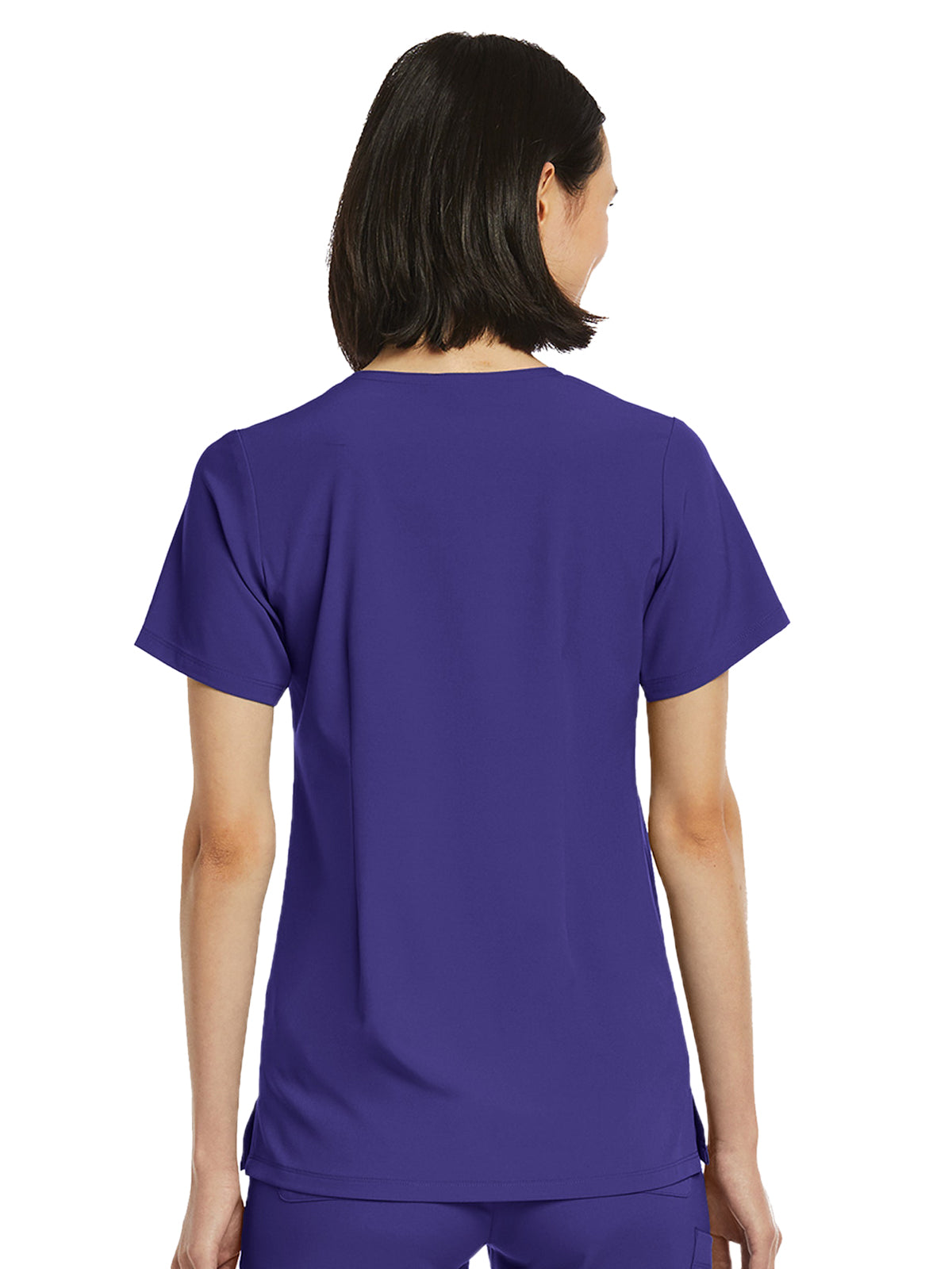 Women's Fitted One-Pocket V-Neck Scrub Top - SJ101 - Grape