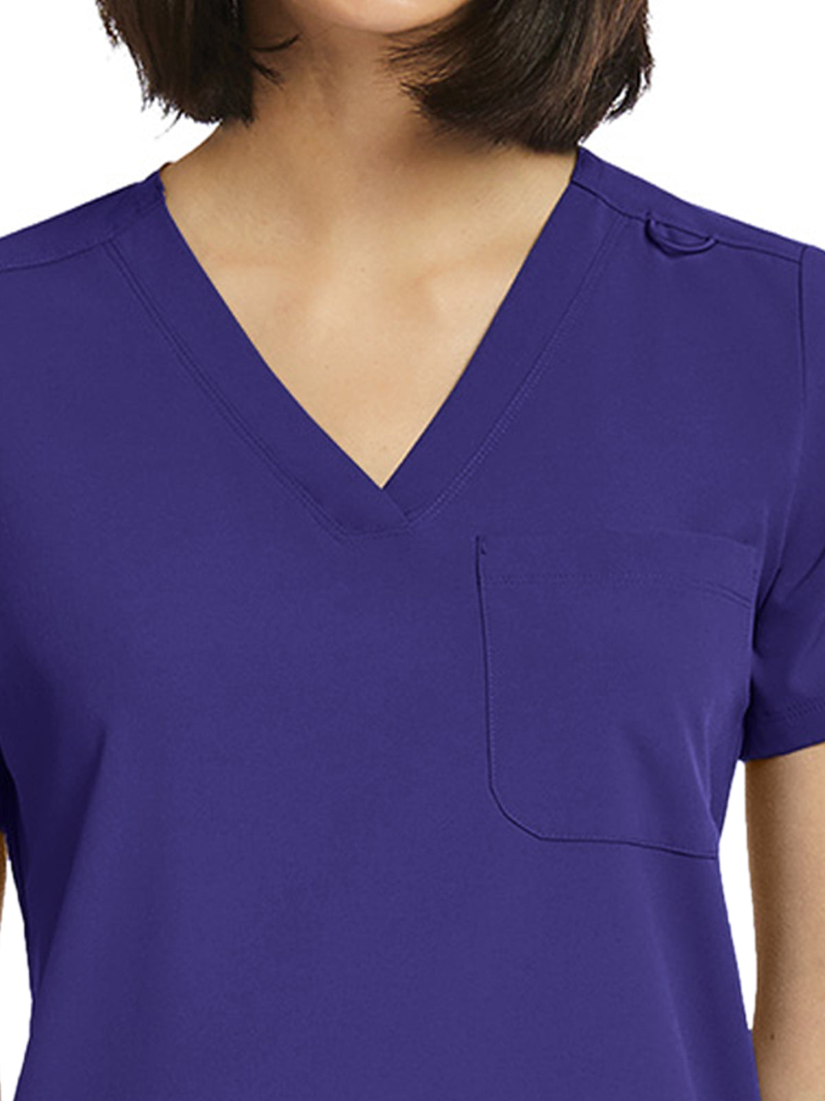 Women's Fitted One-Pocket V-Neck Scrub Top - SJ101 - Grape