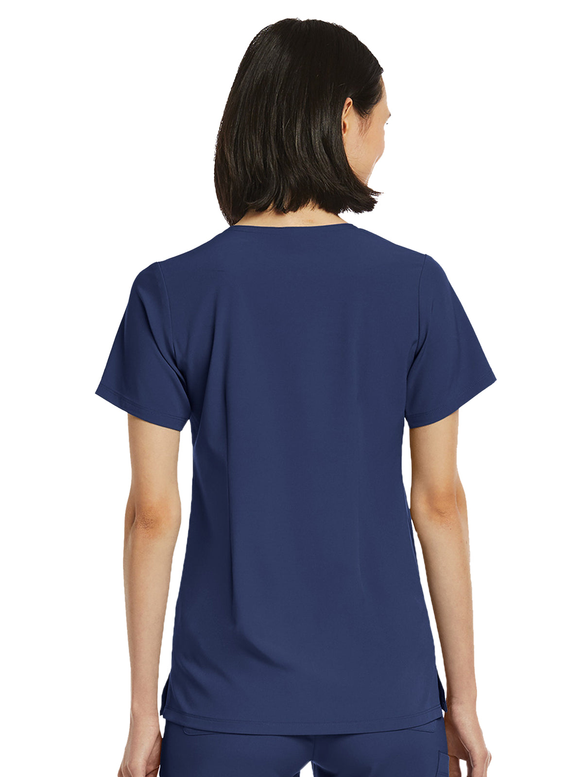 Women's Fitted One-Pocket V-Neck Scrub Top - SJ101 - Navy