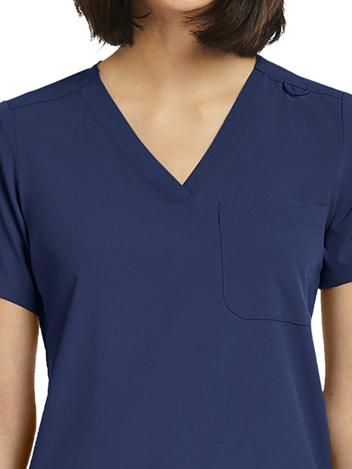 Women's Fitted One-Pocket V-Neck Scrub Top - SJ101 - Navy