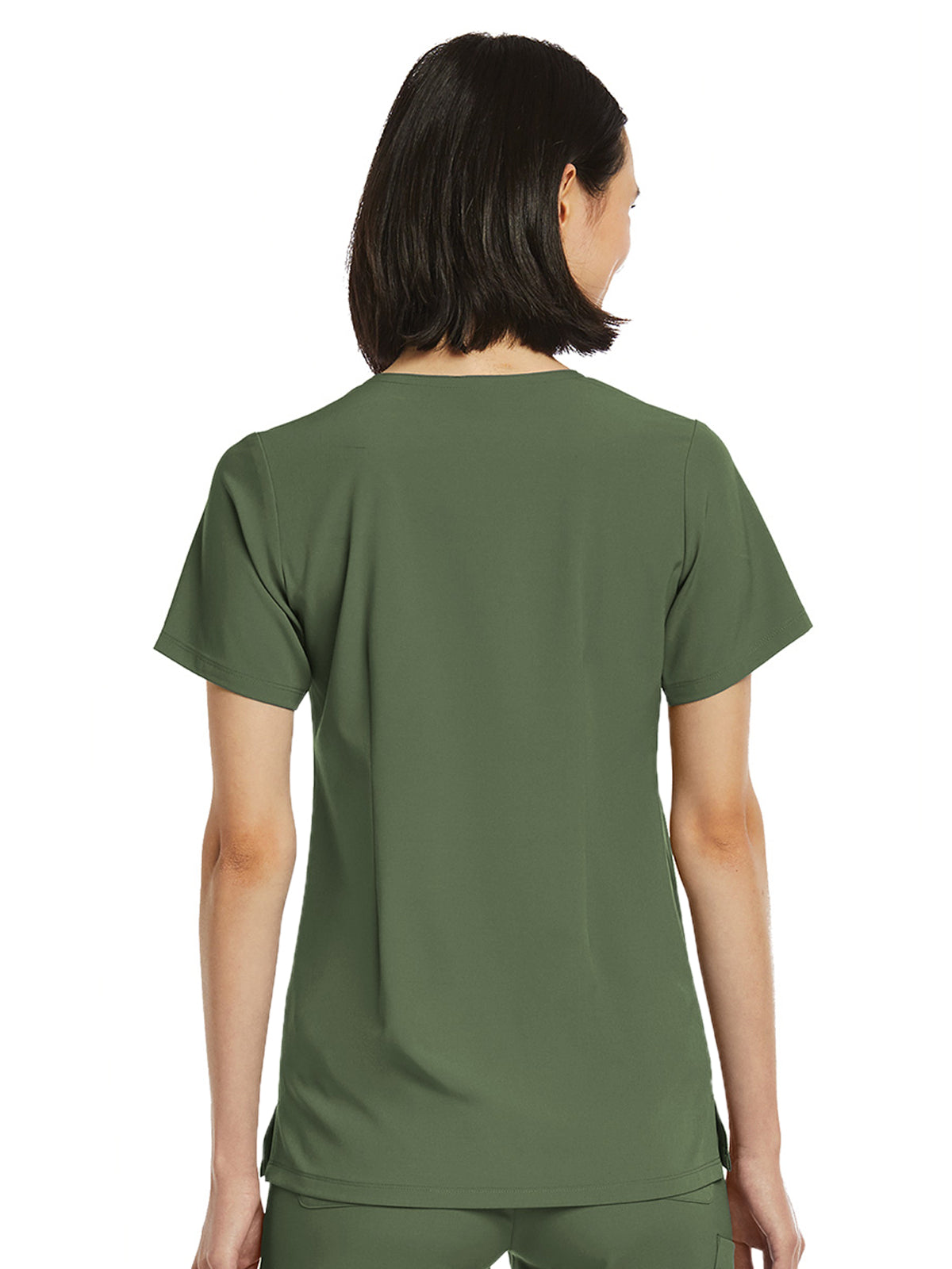 Women's Fitted One-Pocket V-Neck Scrub Top - SJ101 - Olive