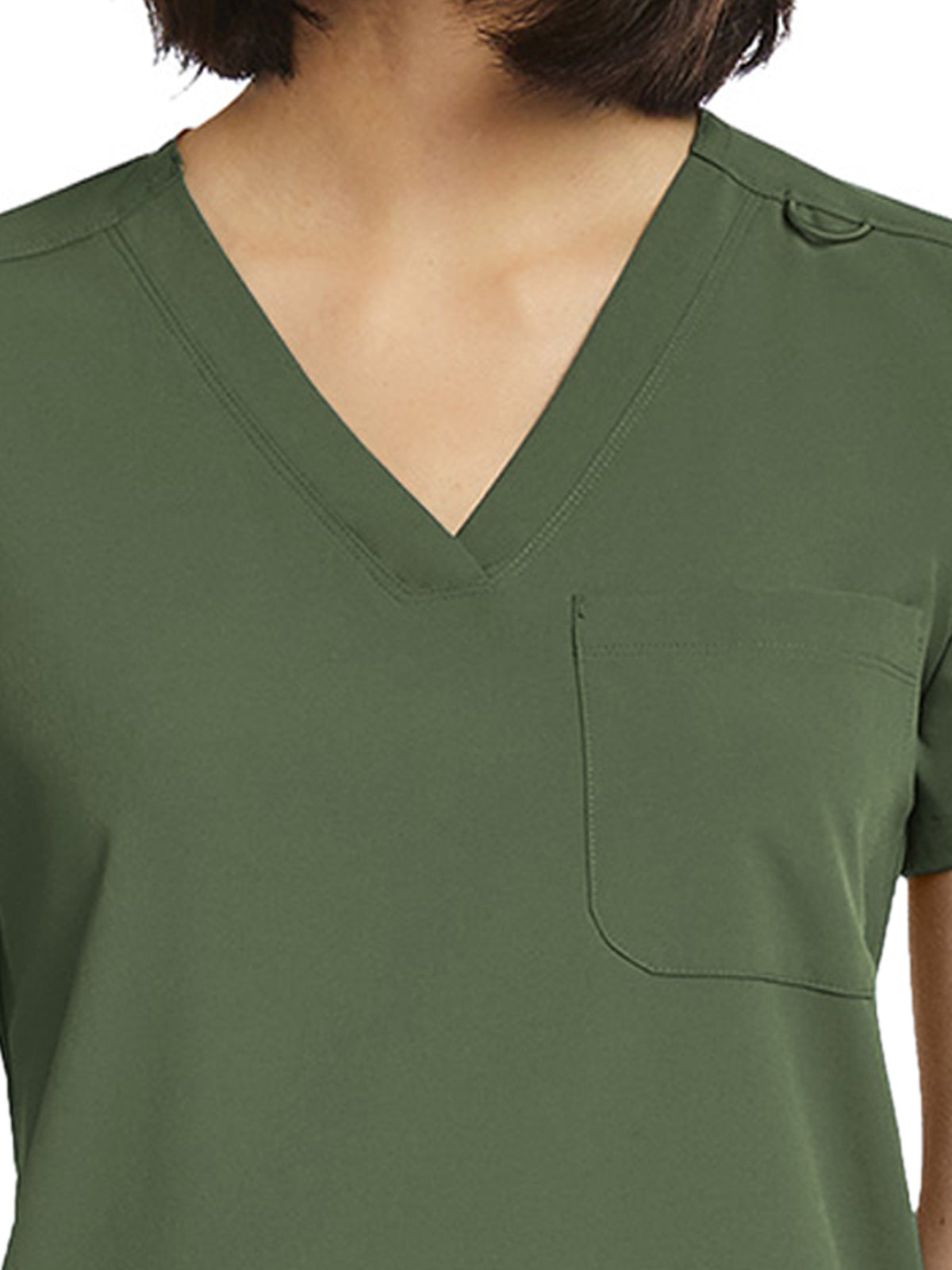 Women's Fitted One-Pocket V-Neck Scrub Top - SJ101 - Olive