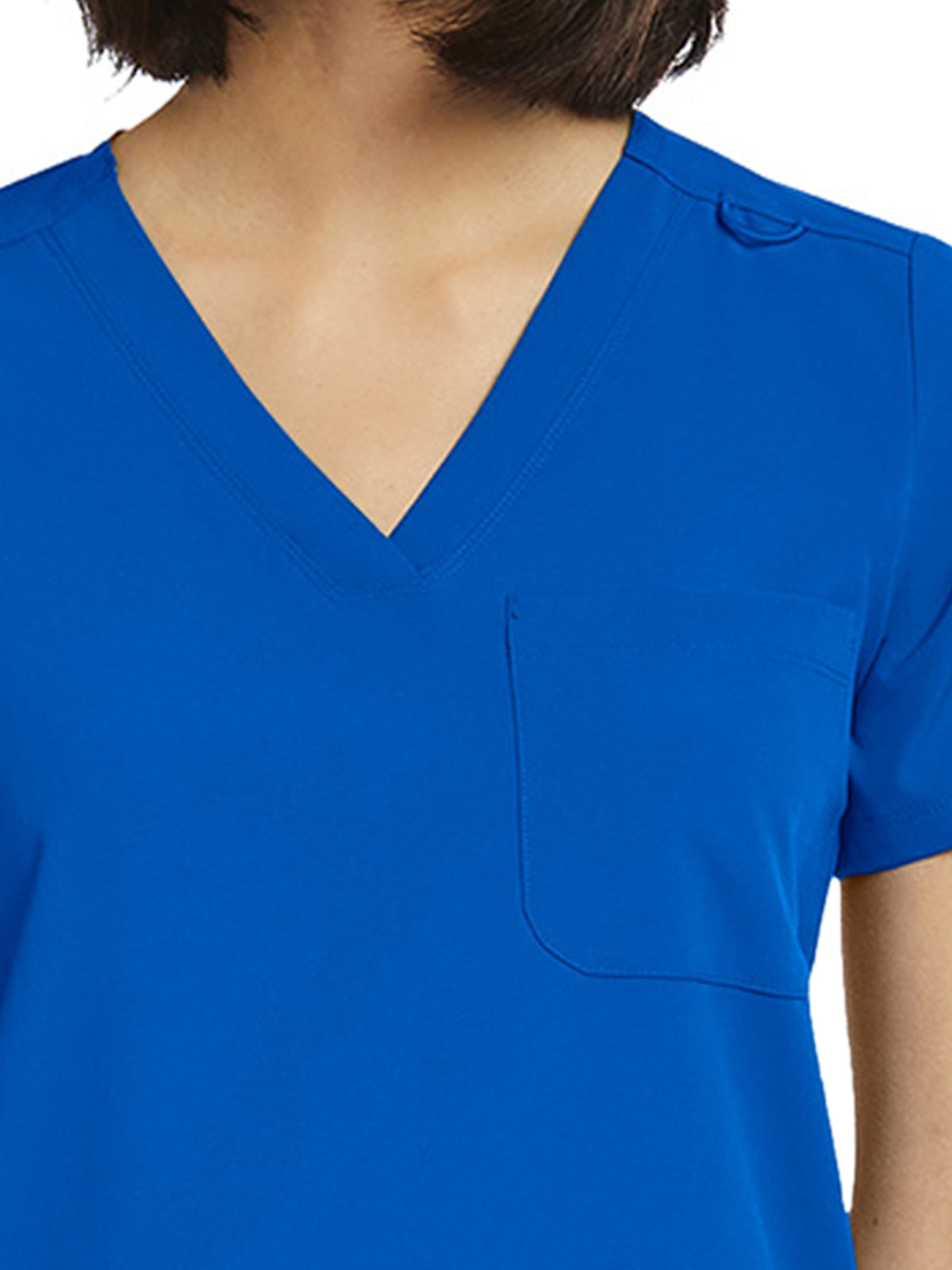 Women's Fitted One-Pocket V-Neck Scrub Top - SJ101 - Royal Blue