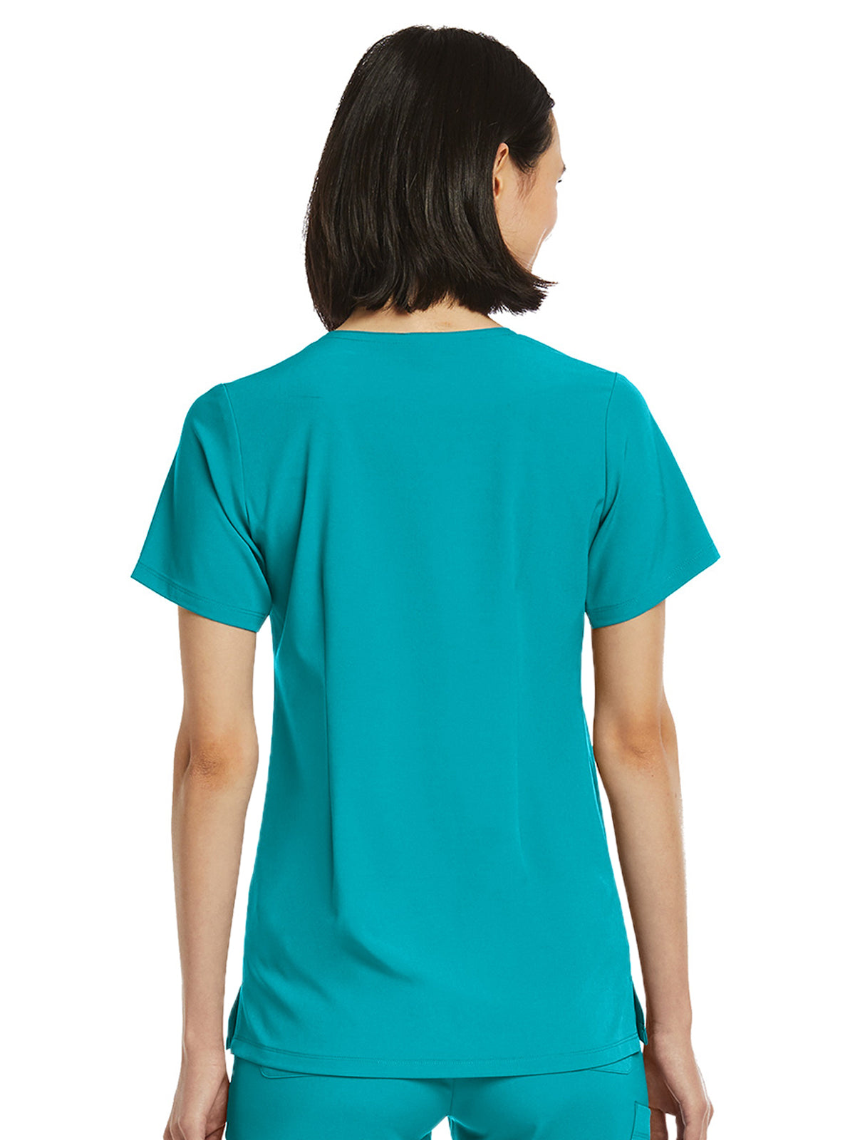 Women's Fitted One-Pocket V-Neck Scrub Top - SJ101 - Teal