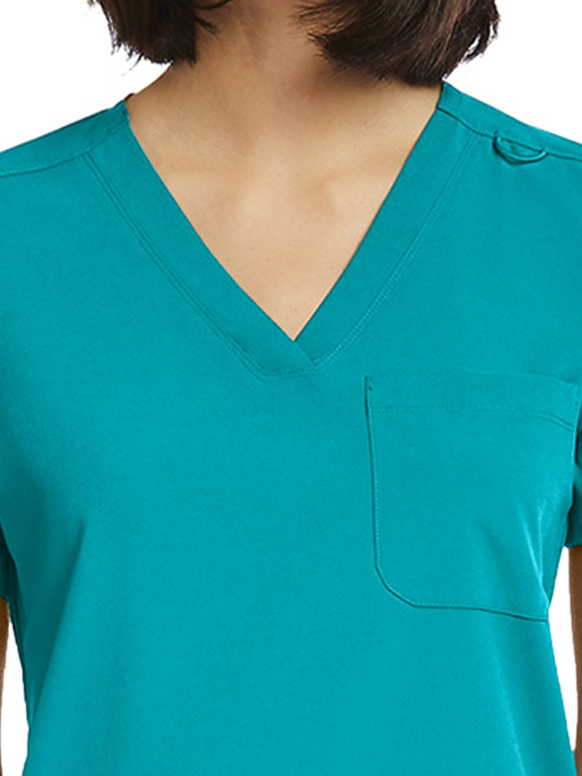 Women's Fitted One-Pocket V-Neck Scrub Top - SJ101 - Teal