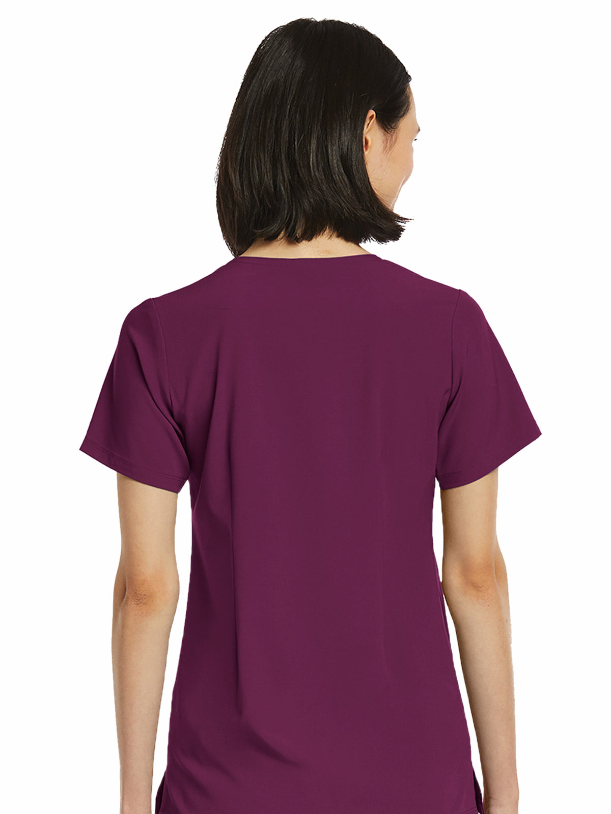 Women's Fitted One-Pocket V-Neck Scrub Top - SJ101 - Wine