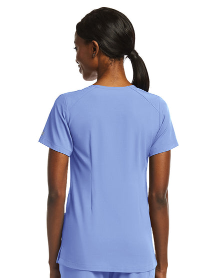 Women's Fitted Two-Pocket V-Neck Scrub Top - SJ102 - Ciel Blue