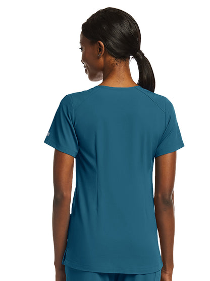 Women's Fitted Two-Pocket V-Neck Scrub Top - SJ102 - Caribbean