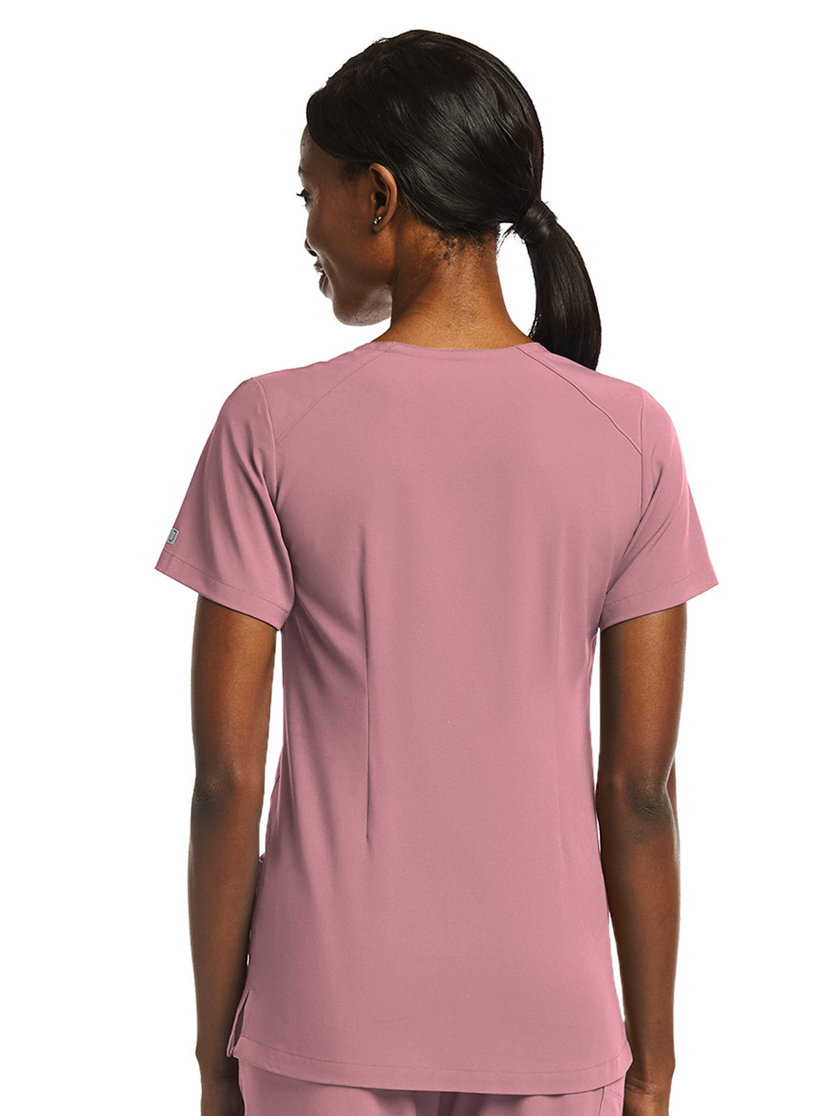 Women's Fitted Two-Pocket V-Neck Scrub Top - SJ102 - Dusty Rose