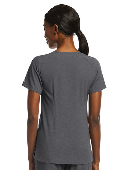 Women's Fitted Two-Pocket V-Neck Scrub Top - SJ102 - Heather Grey