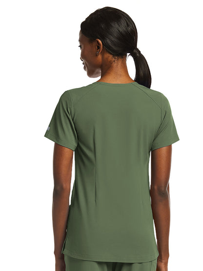 Women's Fitted Two-Pocket V-Neck Scrub Top - SJ102 - Olive