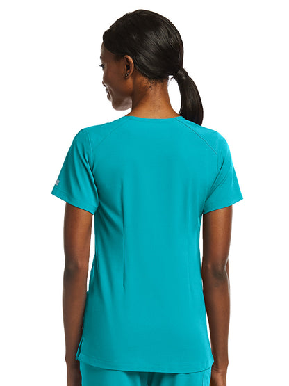 Women's Fitted Two-Pocket V-Neck Scrub Top - SJ102 - Teal