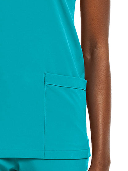 Women's Fitted Two-Pocket V-Neck Scrub Top - SJ102 - Teal