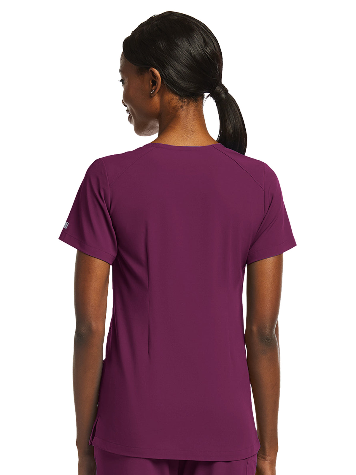 Women's Fitted Two-Pocket V-Neck Scrub Top - SJ102 - Wine