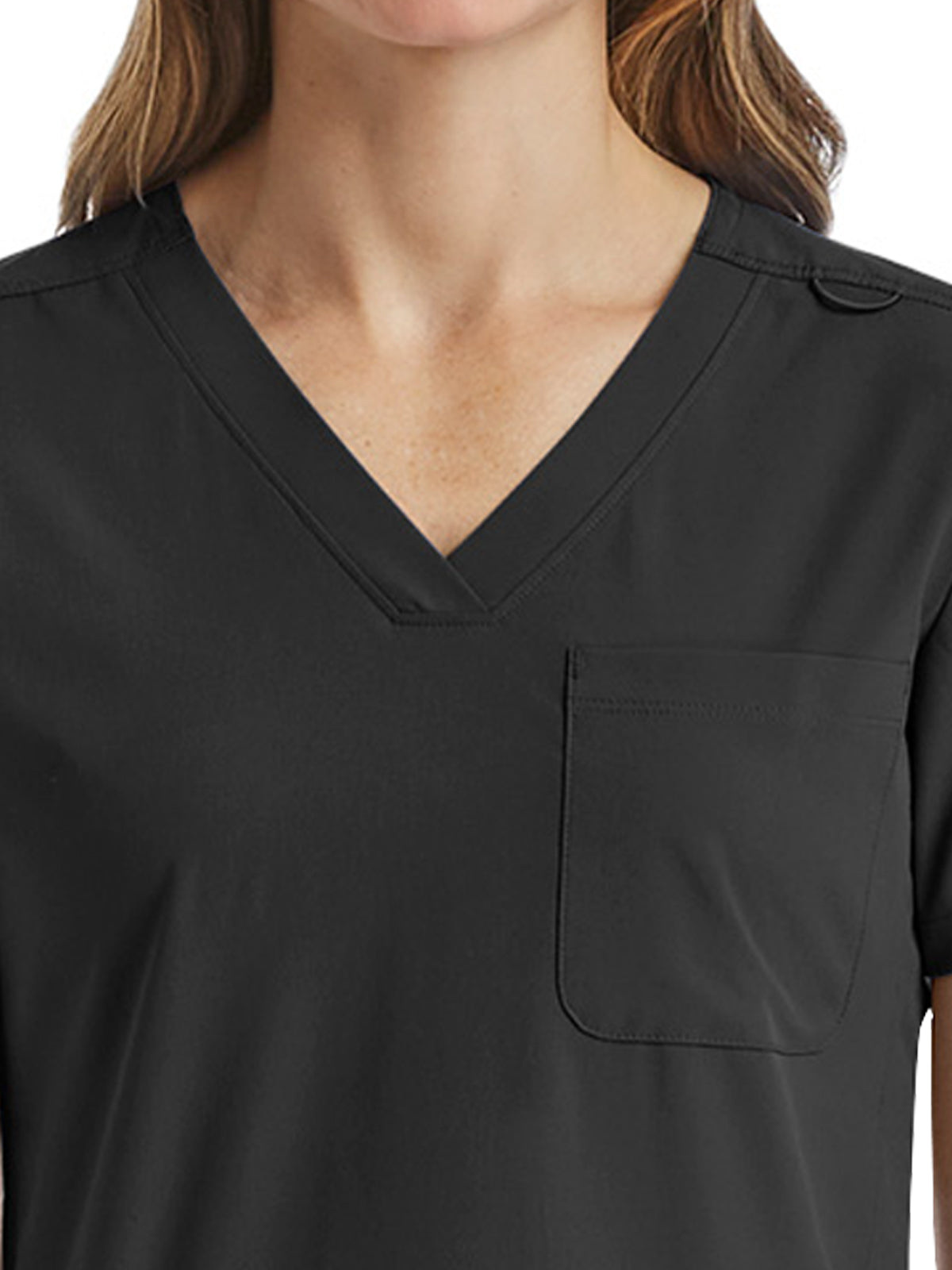 Women's Fitted Six-Pocket V-Neck Scrub Top - SJ103 - Black