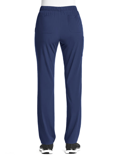 Women's Fitted Five-Pocket Tapered Leg Scrub Pant - SJ201 - Navy