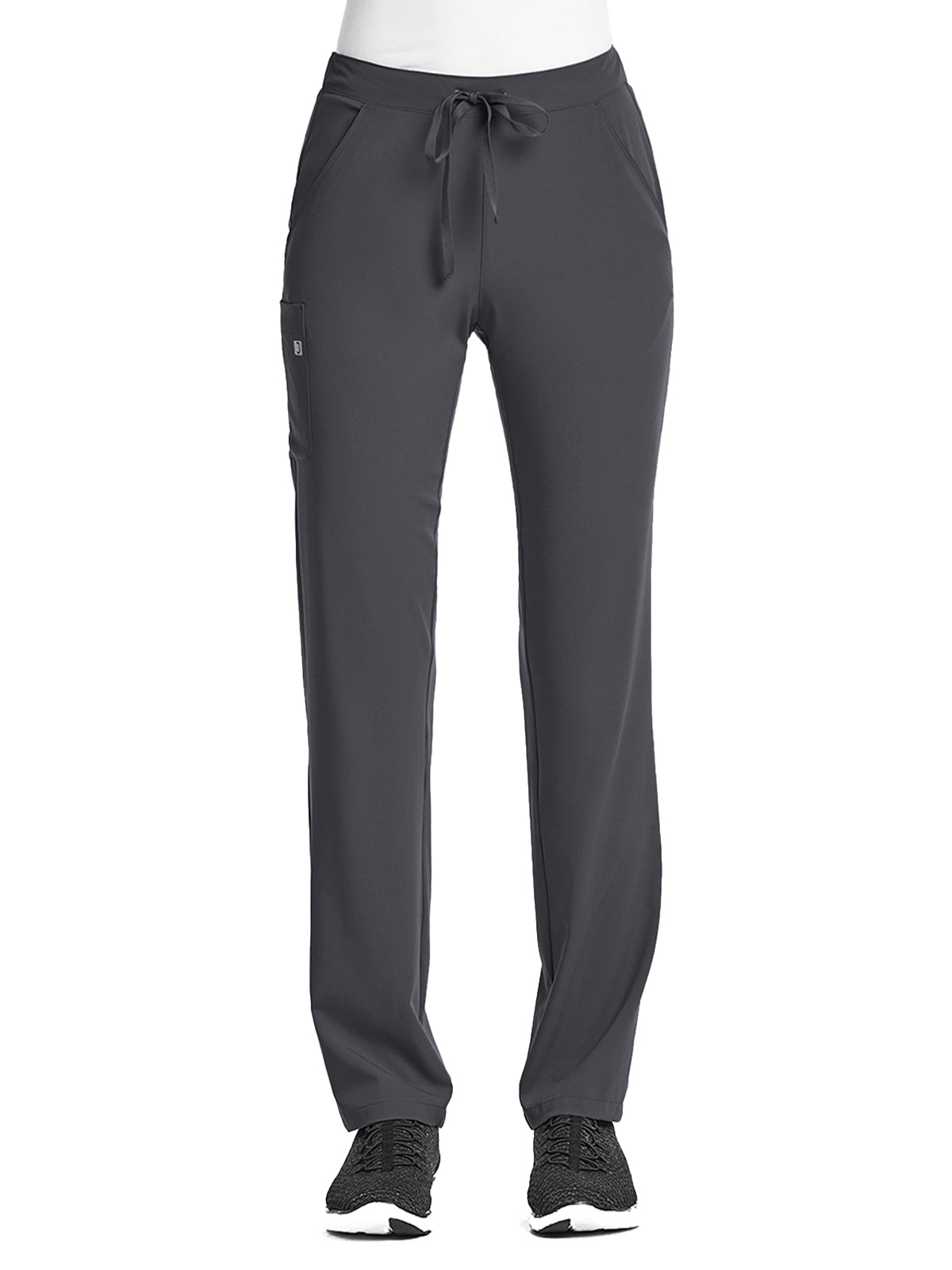 Women's Fitted Five-Pocket Tapered Leg Scrub Pant - SJ201 - Pewter