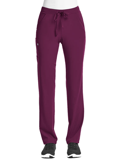 Women's Fitted Five-Pocket Tapered Leg Scrub Pant - SJ201 - Wine