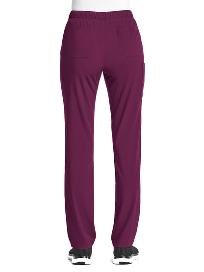 Women's Fitted Five-Pocket Tapered Leg Scrub Pant - SJ201 - Wine