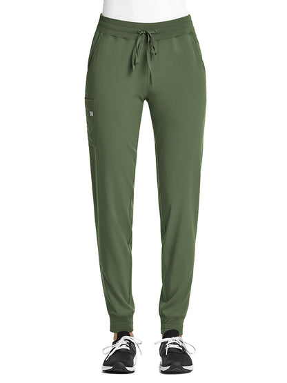 Women's Fitted Five-Pocket Jogger Scrub Pant - SJ202 - Olive