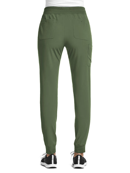 Women's Fitted Five-Pocket Jogger Scrub Pant - SJ202 - Olive