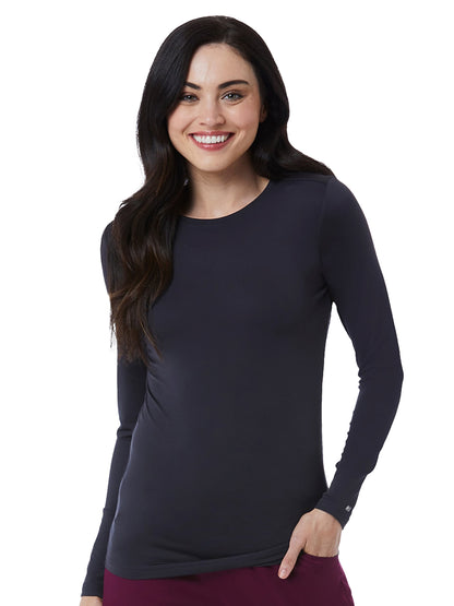 Women's Long Sleeve Underscrub Tee - SJ401 - Pewter