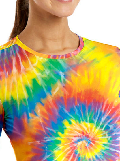 Women's Long Sleeve Underscrub Tee - SJ401 - Rainbow Tie Dye