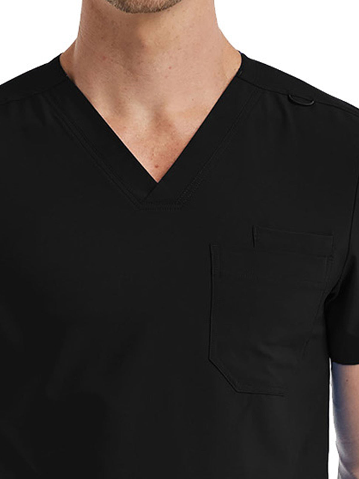 Unisex One-Pocket V-Neck Scrub Top - SJ501 - Black