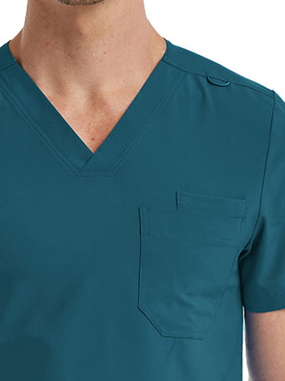 Unisex One-Pocket V-Neck Scrub Top - SJ501 - Caribbean