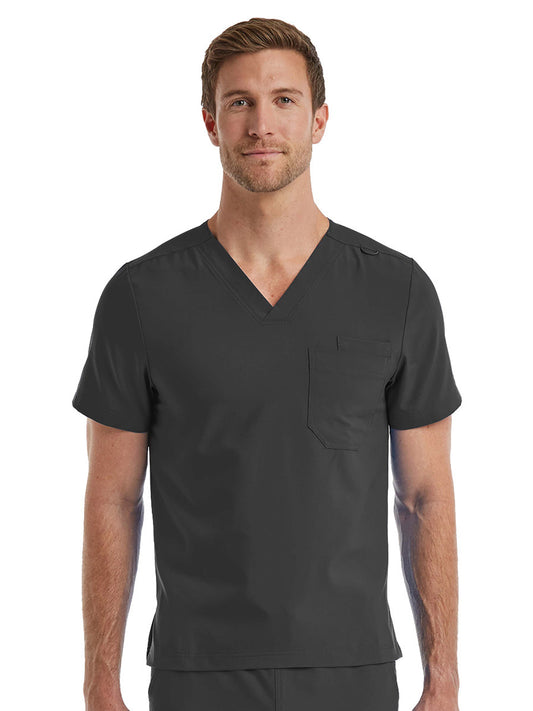 Unisex One-Pocket V-Neck Scrub Top - SJ501 - Pewter