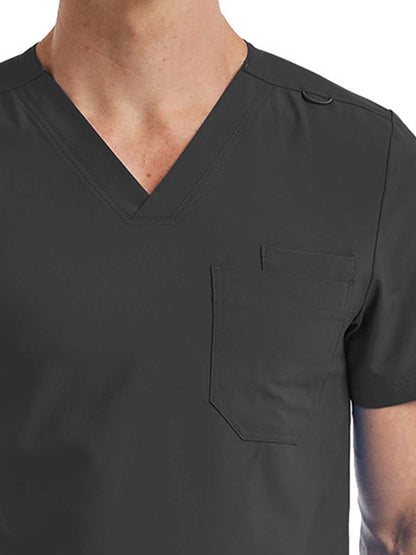 Unisex One-Pocket V-Neck Scrub Top - SJ501 - Pewter