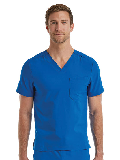 Unisex One-Pocket V-Neck Scrub Top - SJ501 - Royal Blue