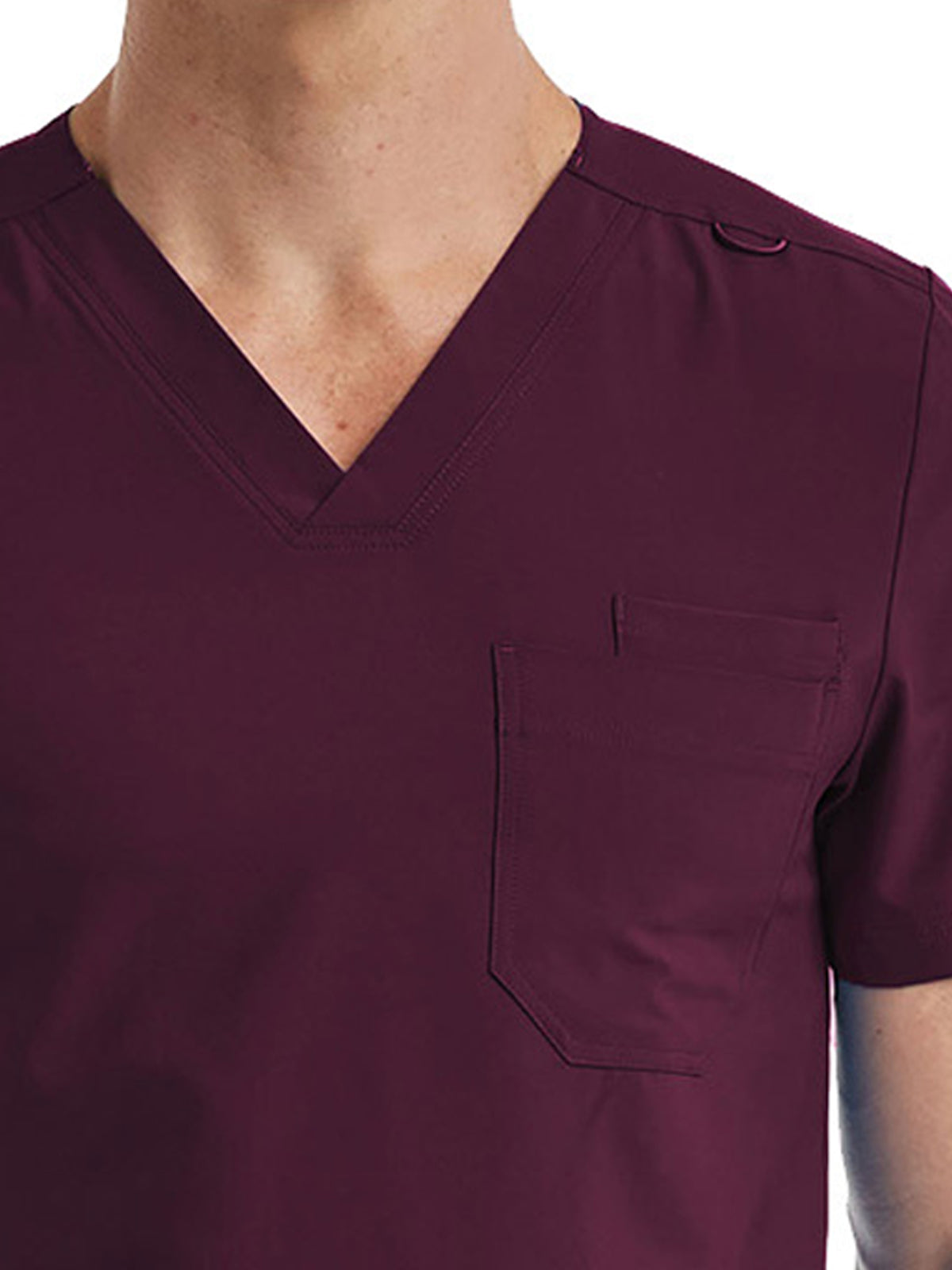 Unisex One-Pocket V-Neck Scrub Top - SJ501 - Wine